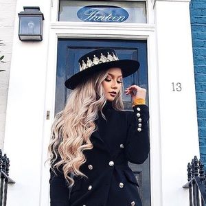 Boho boater hat with gold detail